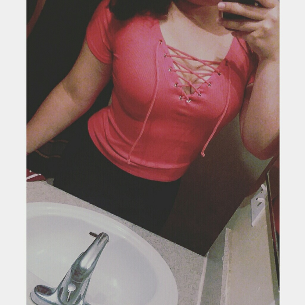 Laced up pink tee